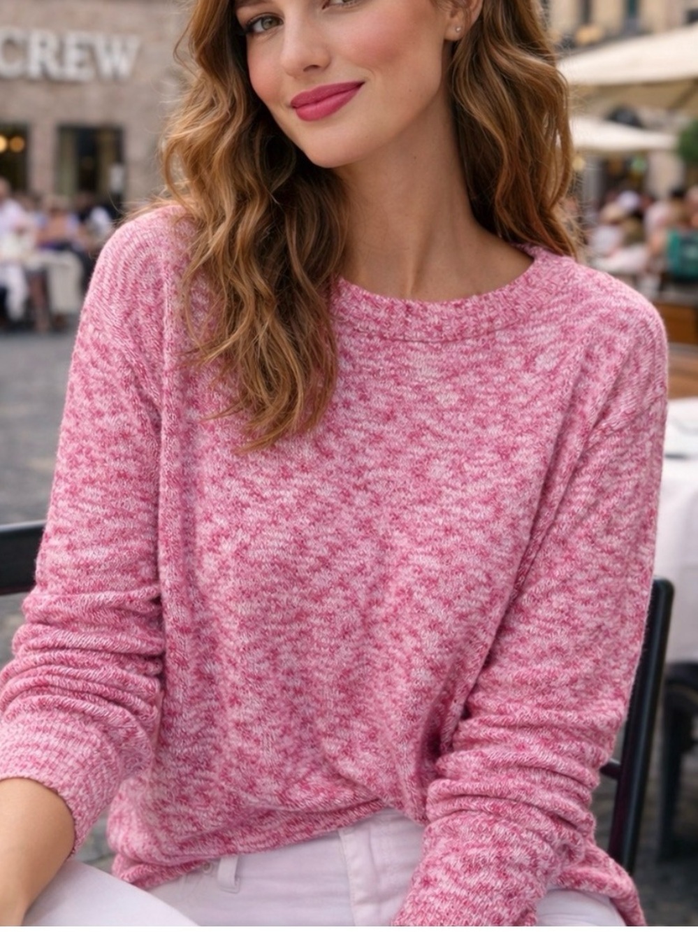 J. Crew Pink Marled Lightweight Crewneck Sweater NWT
